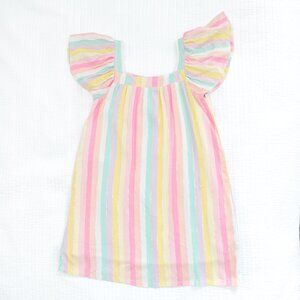 Andy & Evan Easter Pastel Rainbow Stripe Dress Flutter Sleeve Girls Size 6x